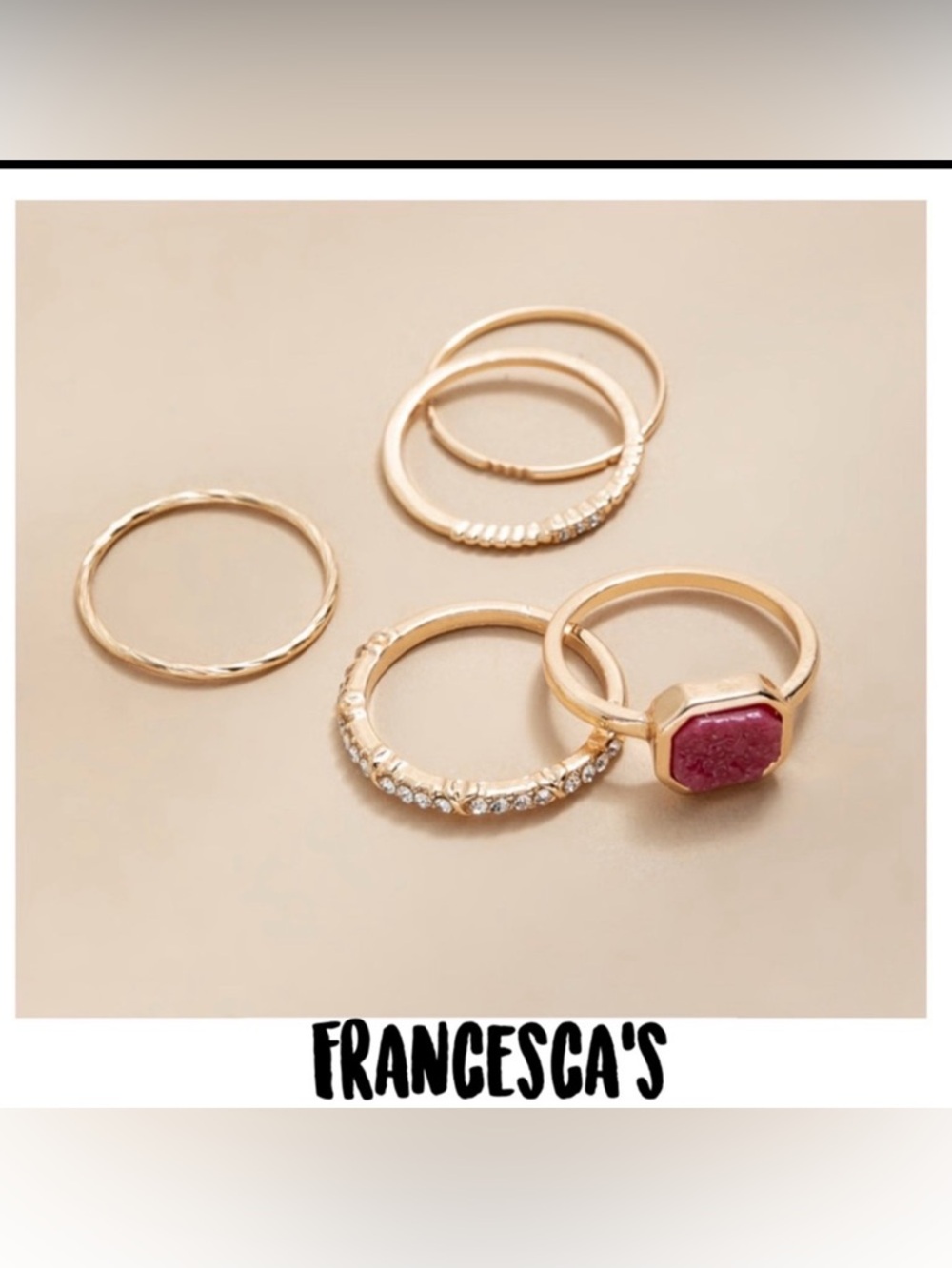 New Francesca’s Kim Mixed Style Ring Set